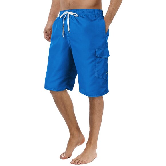 Men's Quick Dry Cargo Swim Trunks Beachwear with Pockets Solid Flex Board Shorts - Picture 13 of 16